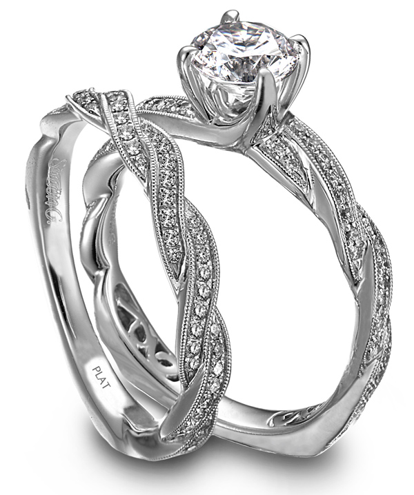 Engagement ring in wedding band