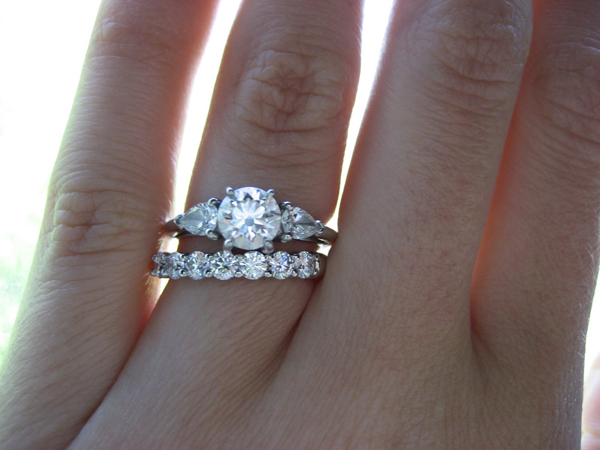 Engagement ring and wedding ring finger