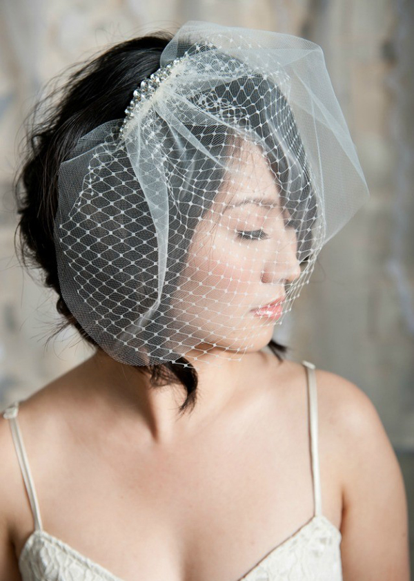 Hairstyles for the birdcage veils