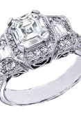 Ascher-cut diamond engagement ring