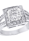 Radiant-cut diamond engagement ring