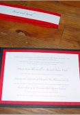 Black, red and white wedding invitation