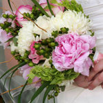 Pionies and Chrysanthemums Bridal Bouquet