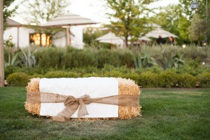 Wedding ceremony hay bench