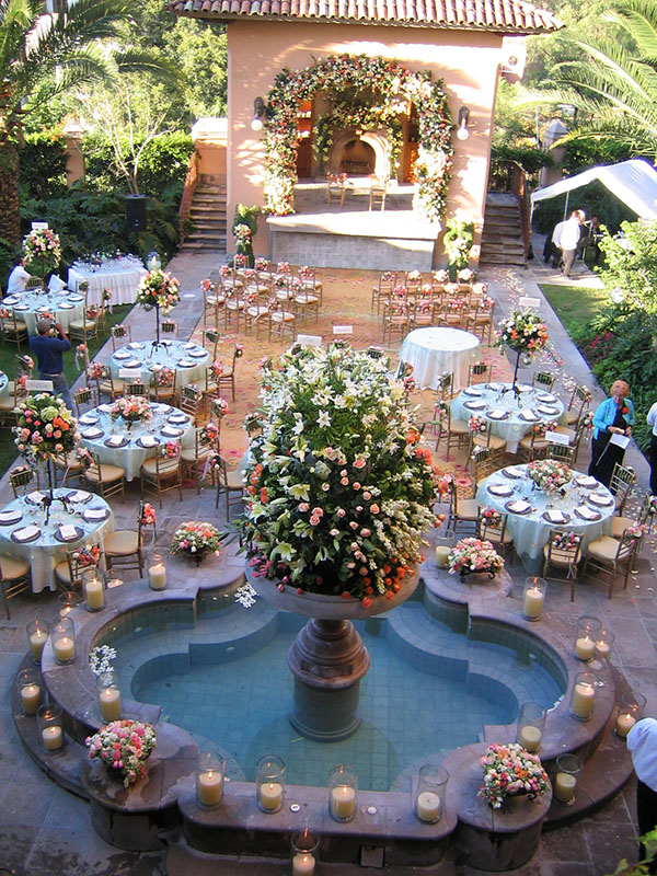 Wedding reception at a pool