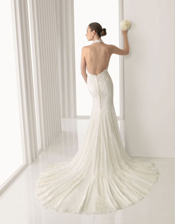 Wedding dress with an open back