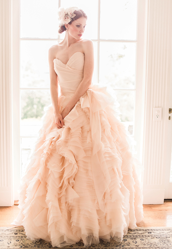 Adorable wedding gown in peach