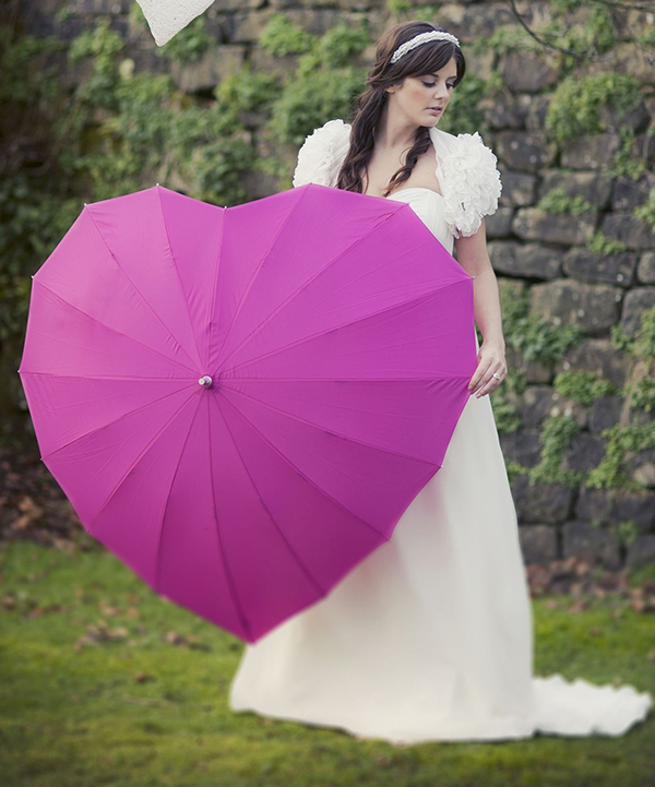 Heart-shaped pink umbrella