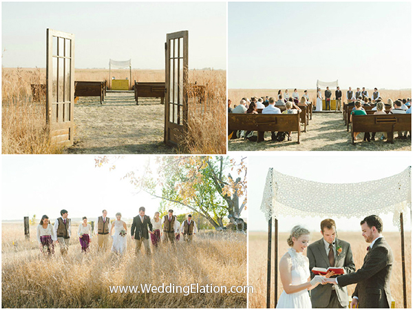 Wedding reception in prairie