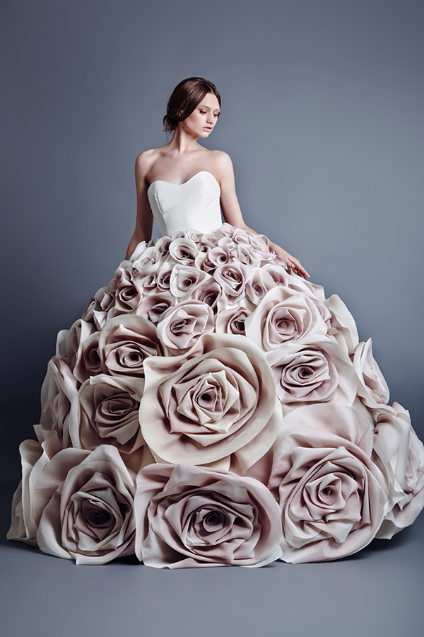 Outrageous wedding gown embellished with roses