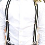 White shirt & monochrome suspenders