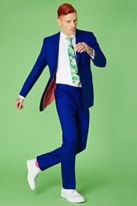 Funky and vibrant suit in electric blue