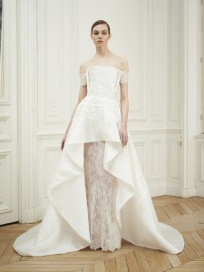 Wedding gown with ruffles