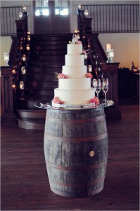 Barrel wedding cake table