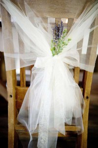 Tulle wrapped chairs