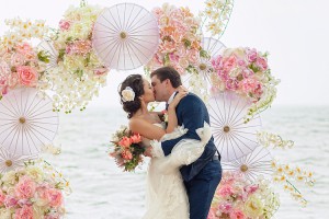 Parasol and flower arch