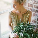 Bride with a foliage bouquet