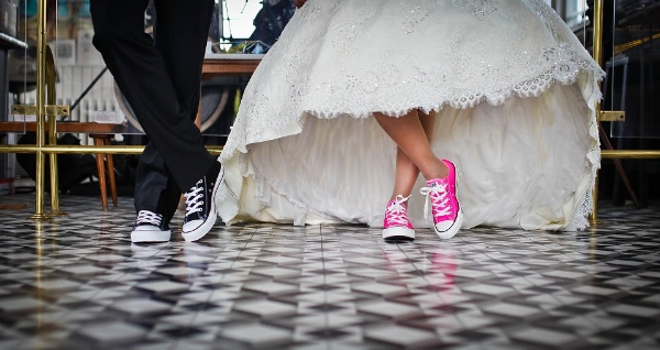 Groom and bride in keds