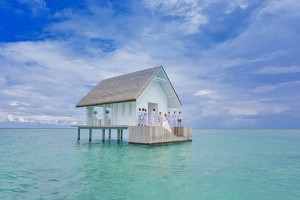 Wedding pavilion on water in Maldives