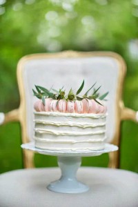 Cake topped with macarons