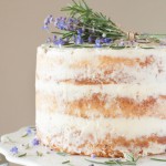 Naked cake topped with lavender