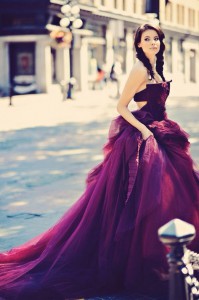 Purple wedding ballgown