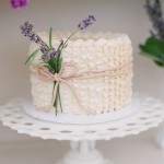 Ruffled cream cake with lavender