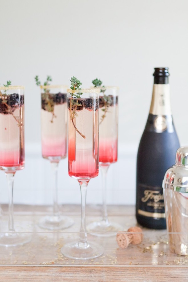 Rose ombre champagne glasses