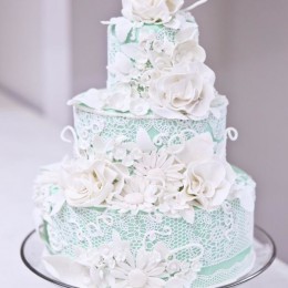 Wedding lace cake in mint