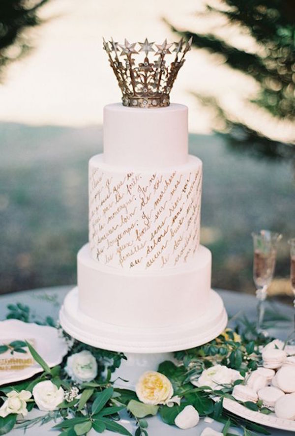 Crown-topped wedding cake