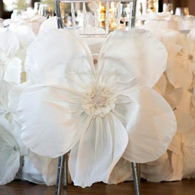 Wedding chair fabric flower decor