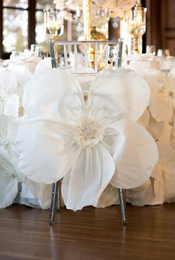 Wedding chair fabric flower decor